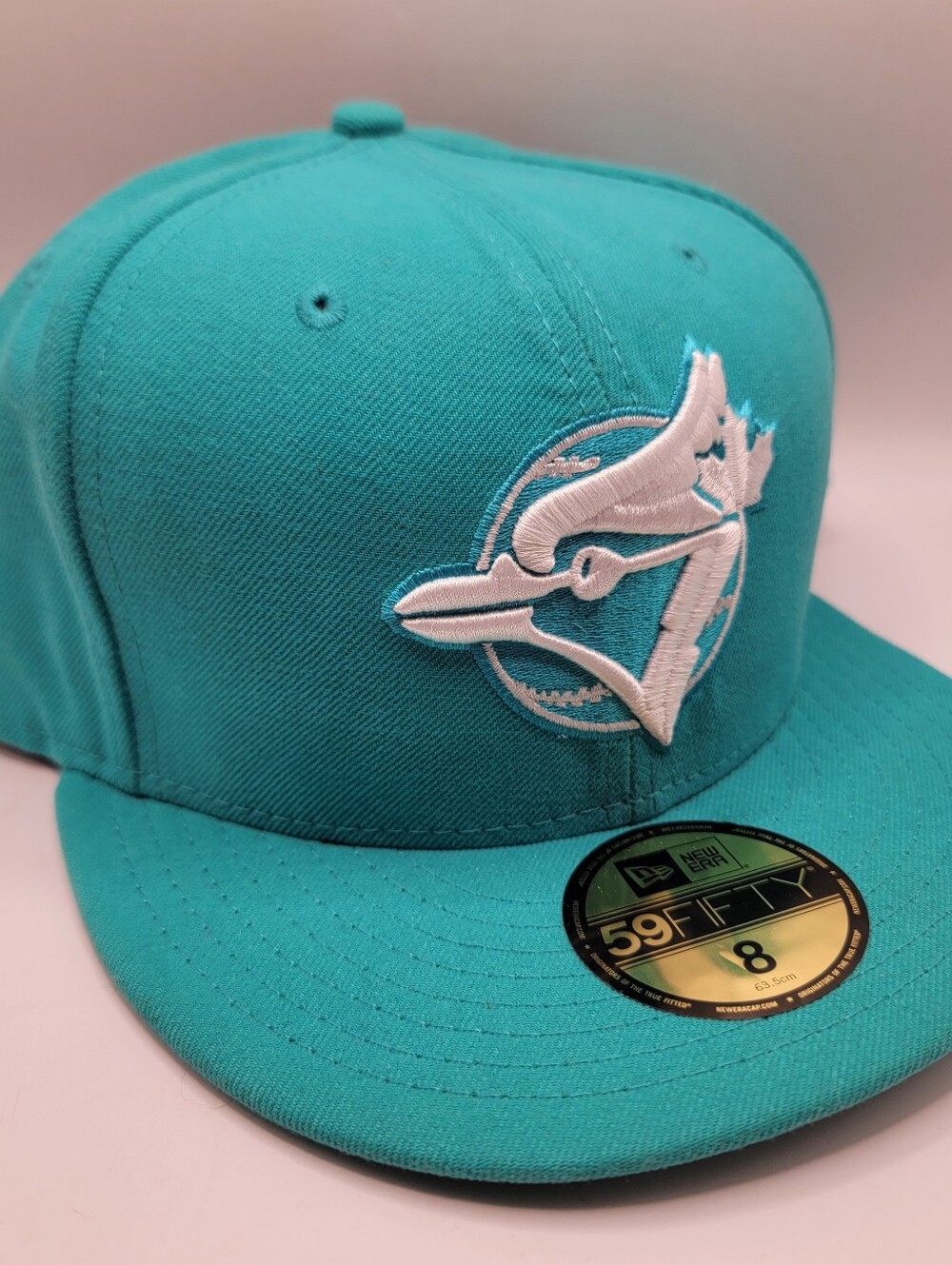Toronto Blue Jays Teal Fitted Baseball Cap with White Logo - Size 8
